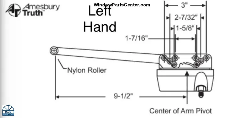 115 Amesbury Truth Single-Arm Operator For 50 & 60 Series Casement Windows — 9.5-Inch Short Arm 1