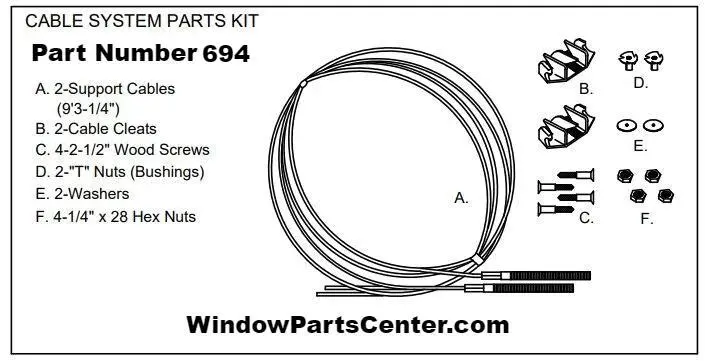 694 Bay & Bow Window Cable Support Kit 1