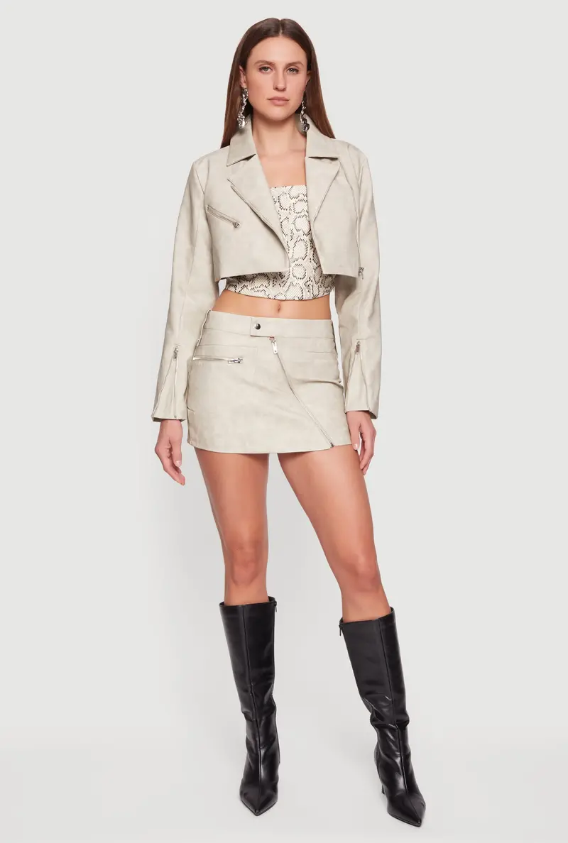 Asymmetrical Zip Mini Skirt In Faux Leather 1