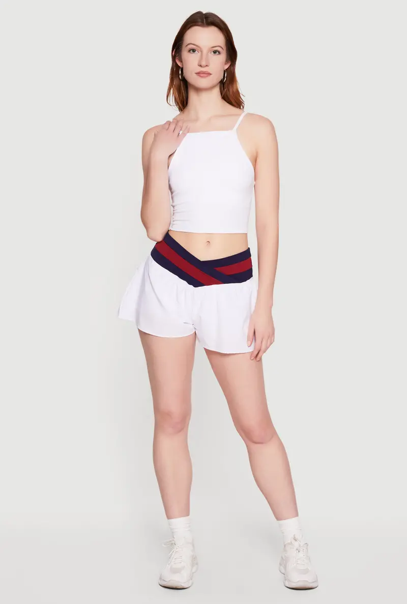 Athletic Stripe Wrap Waist Shorts With Integrated Liner 1