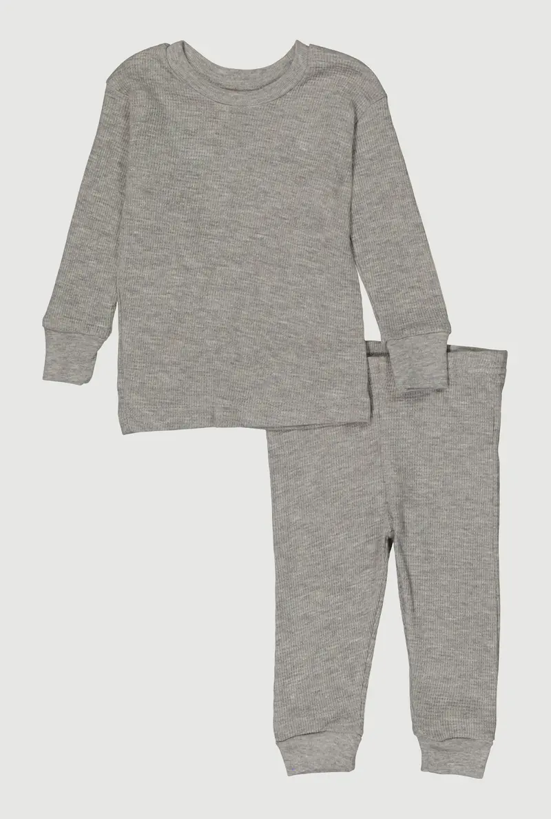 Baby Boys' (12–24M) Waffle-Knit Thermal Top & Pants 1