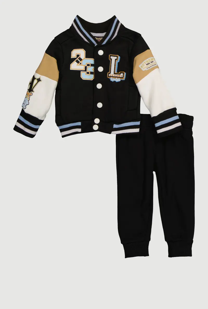 Baby Boys' Luxury Graphic Varsity Jacket & Matching Joggers (12–24 Months) 1