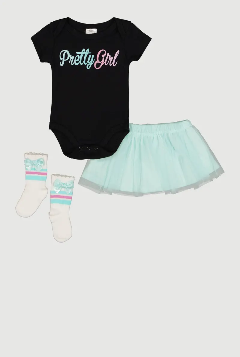 Baby Girls’ Bodysuit & Tutu Set With Matching Socks (0–9 Months) 1