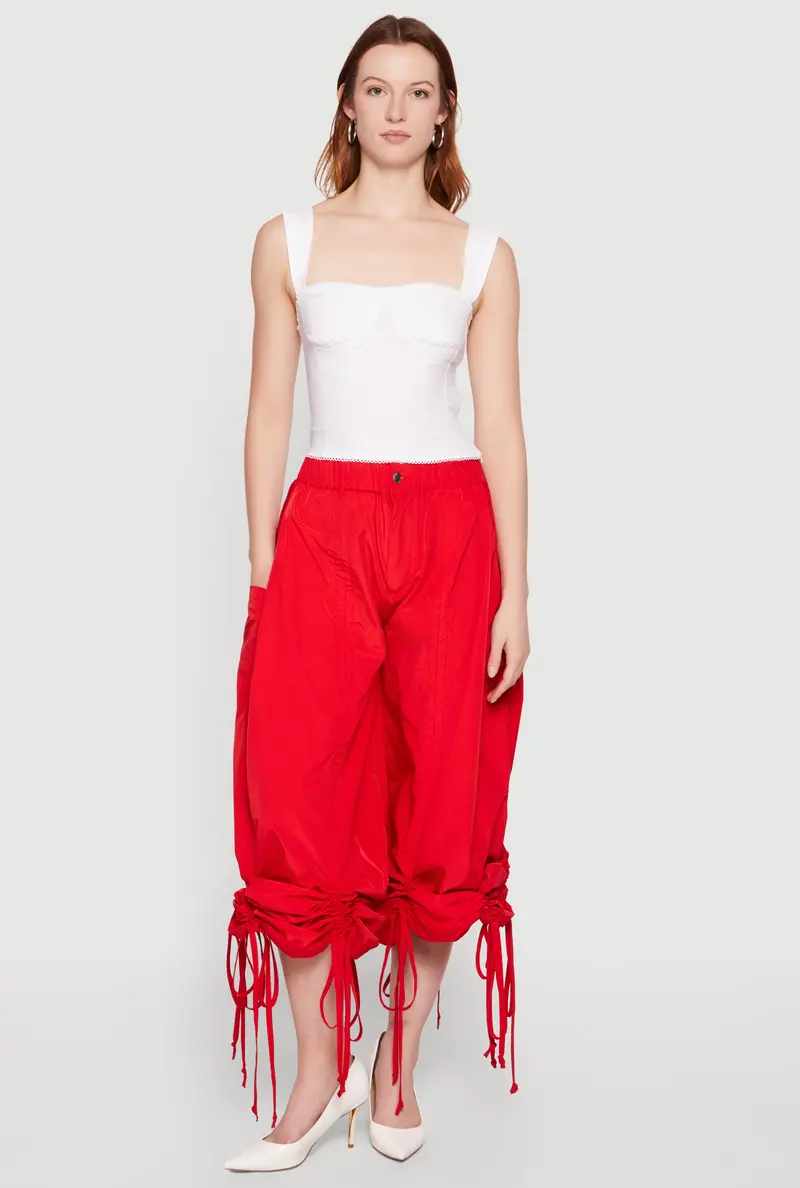 Baggy Parachute Pants With Adjustable Tie Hem 1