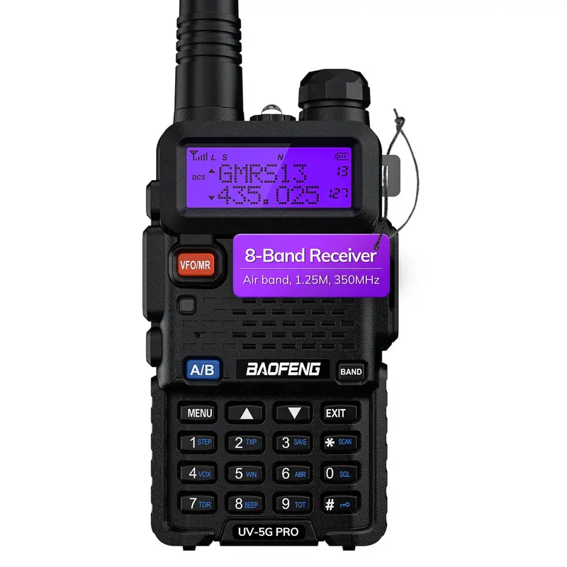 Baofeng Uv-5G Pro Gmrs Radio: 5W Output, 128 Channels, Noaa/Uhf/Vhf/Airband Scanning, Gmrs Repeater Compatibility 1