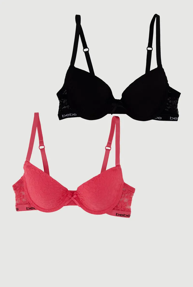 Bebe Floral Lace Padded Push-Up Bras For Girls – 2-Pack Lift & Shape 1