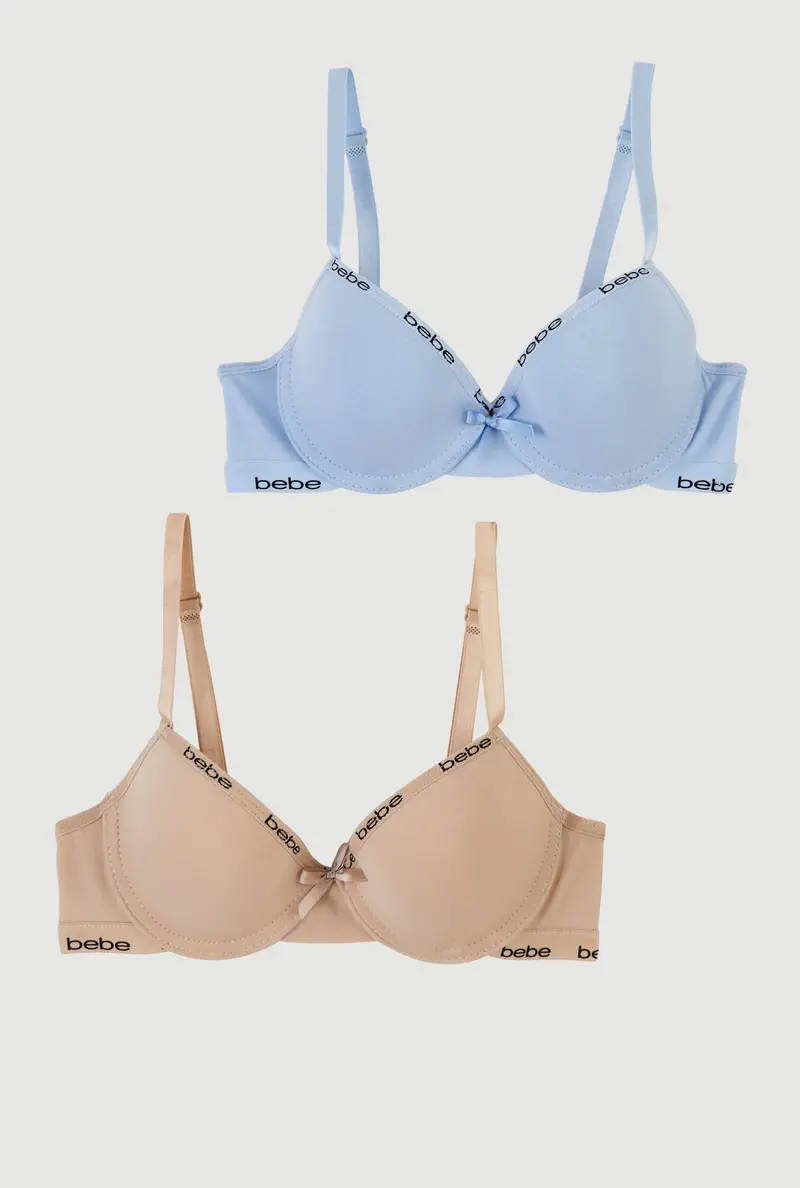 Bebe Plunge Bras For Girls – 2-Pack Adjustable Strap Style 1