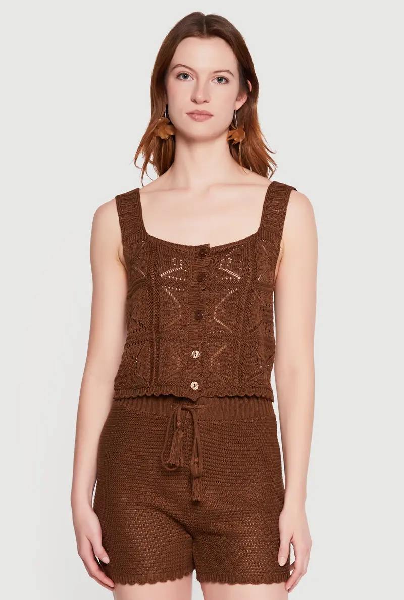 Boho-Chic Crochet Vest Featuring Scalloped Edges And Front Buttons 1