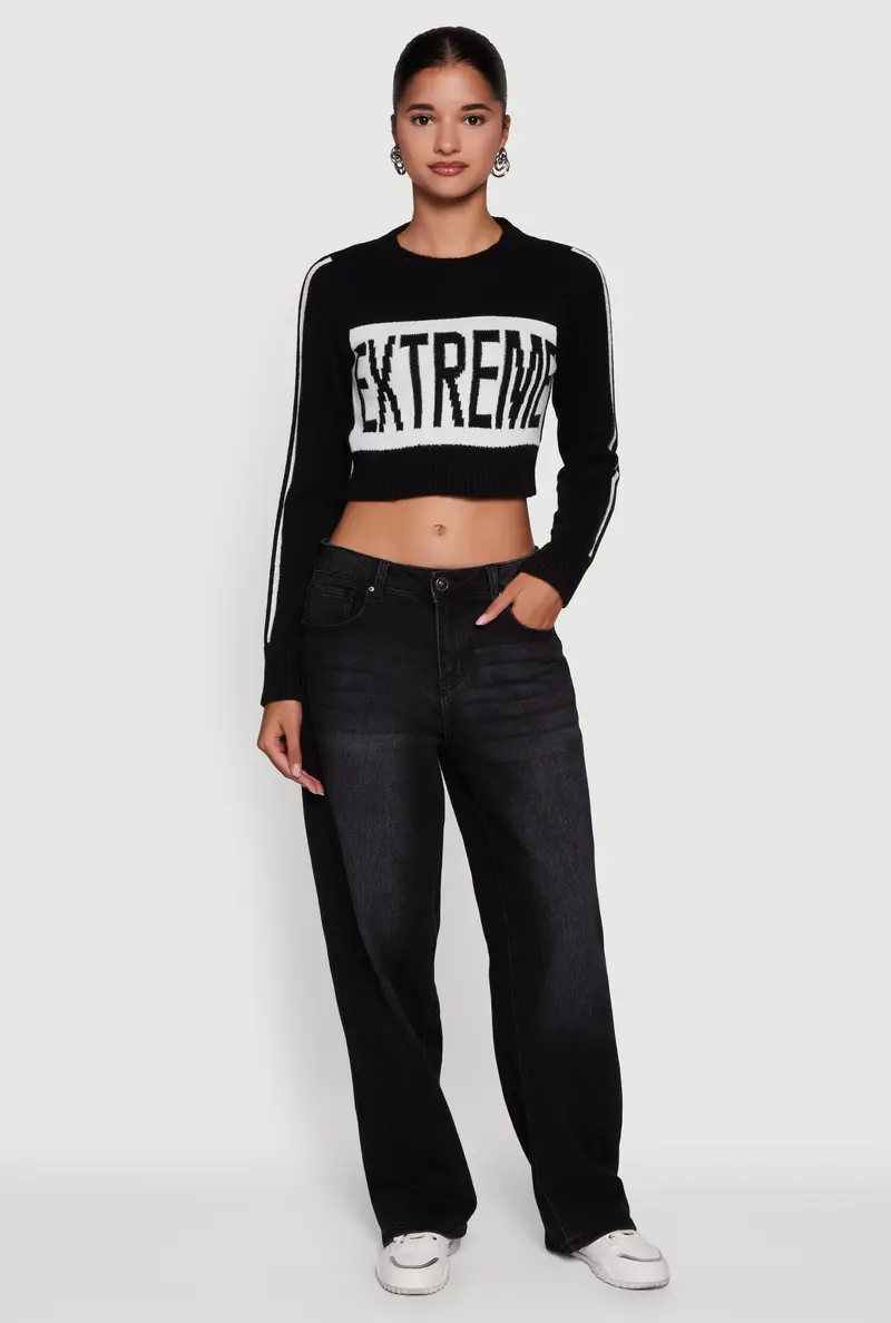 Bold Extreme Graphic Cropped Knit Sweater 1
