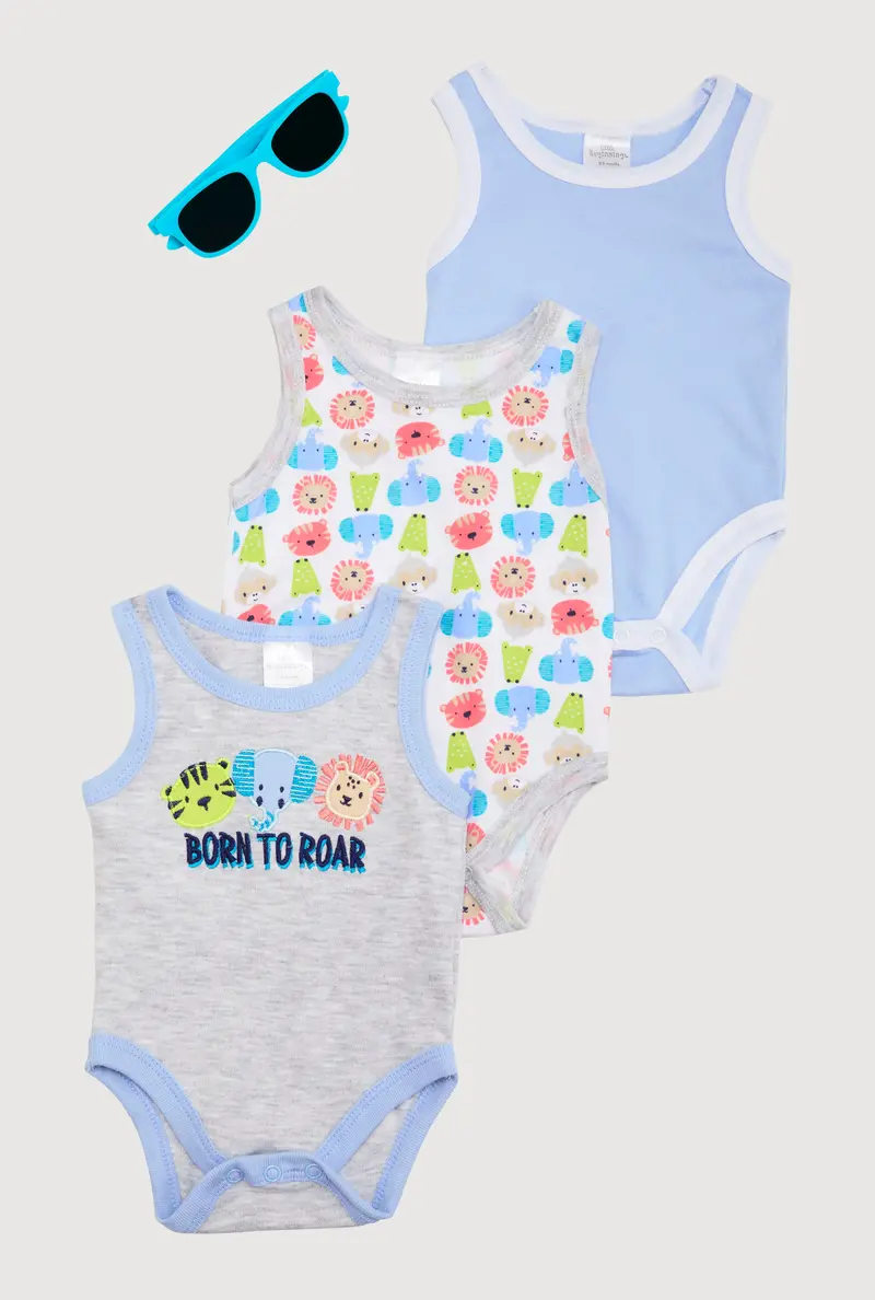 Born To Roar Sunglasses Bodysuit Set For Baby Boys (0–9 Months) 1