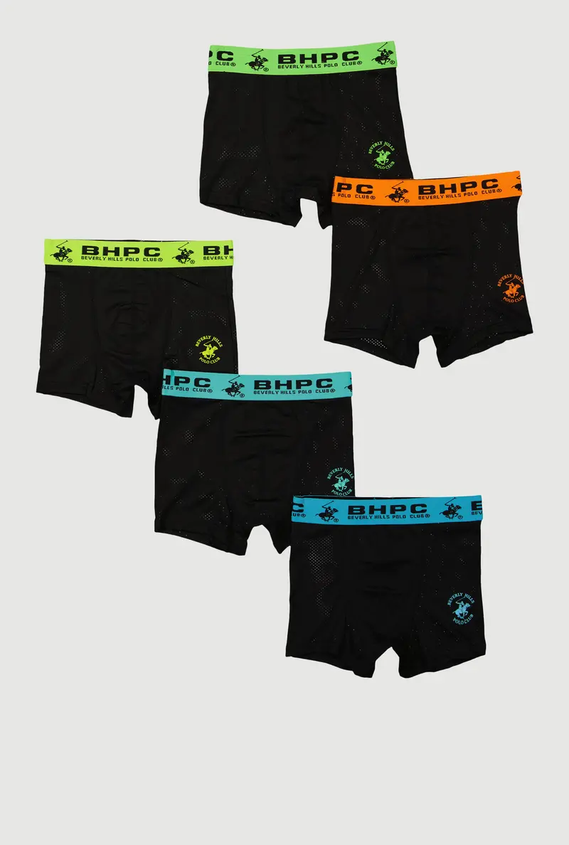 Boys' Contrast-Trim Mesh Boxer Briefs – 5-Pack Stylish Design 1
