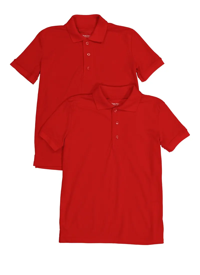 Boys' Short-Sleeve Pique Polo Shirts (2-Pack), Sizes 8–16 1