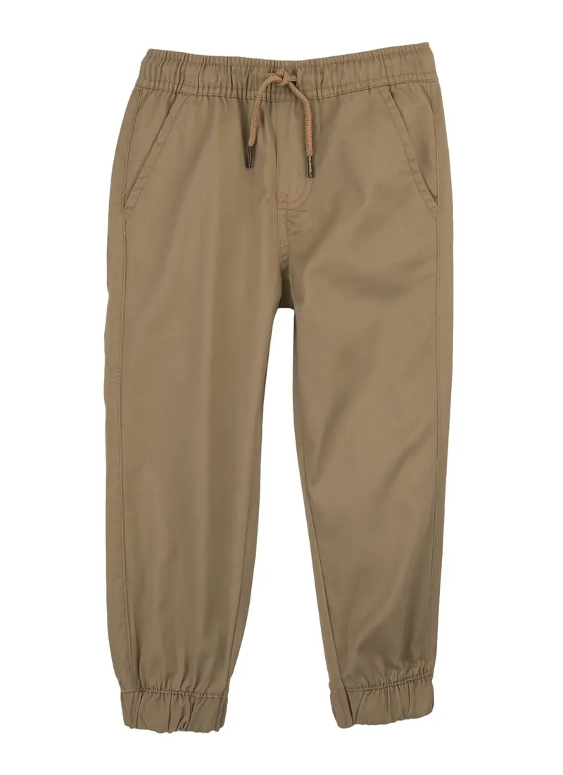 Boys' Twill Drawstring-Waist Joggers, Sizes 4–7 1