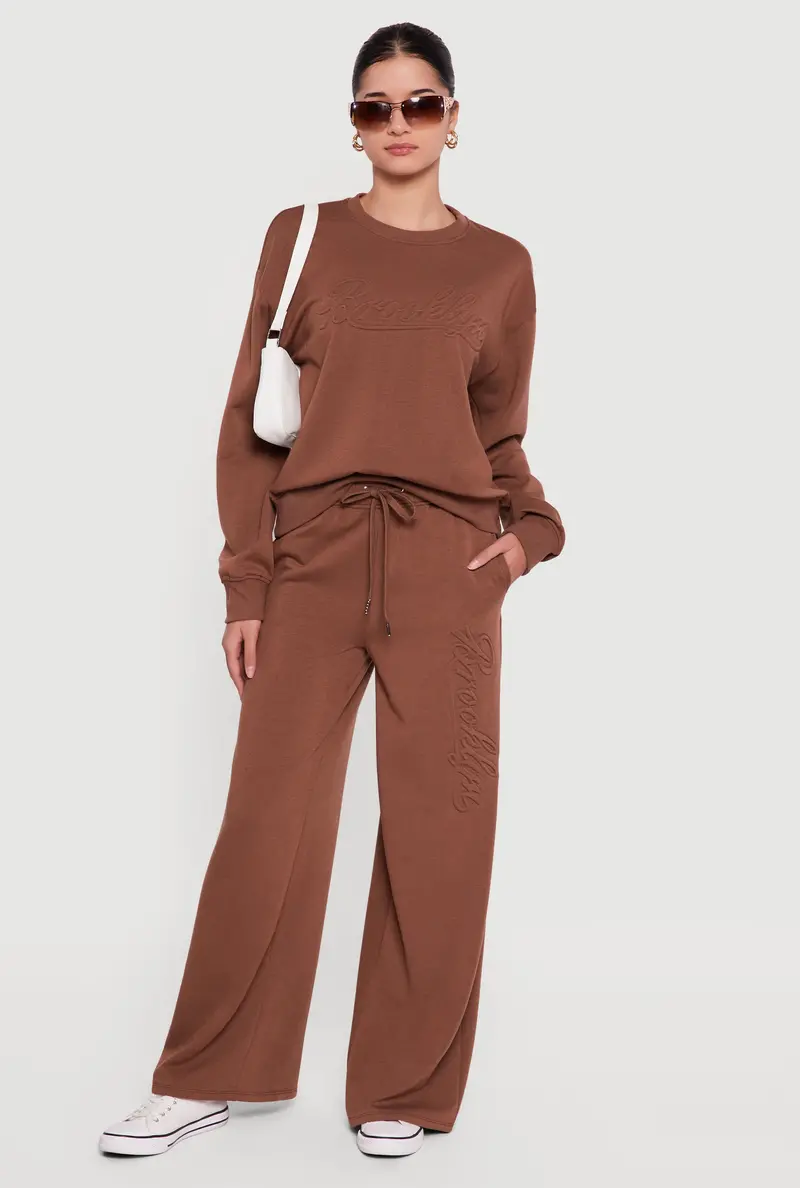 Brooklyn-Embossed High-Waisted Sweatpants 1