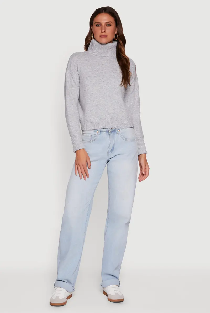 Brushed Knit Cropped Turtleneck Sweater 1