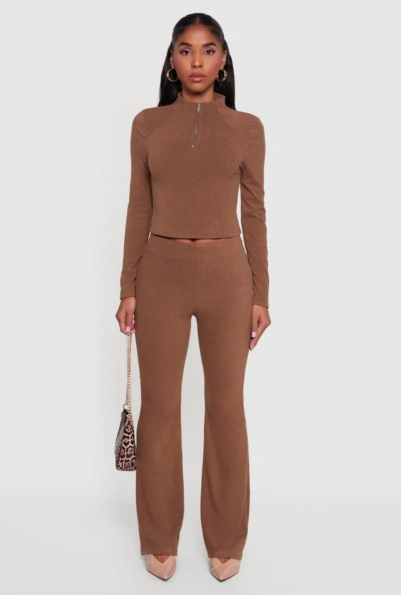 Brushed-Knit Straight-Leg Pants 1
