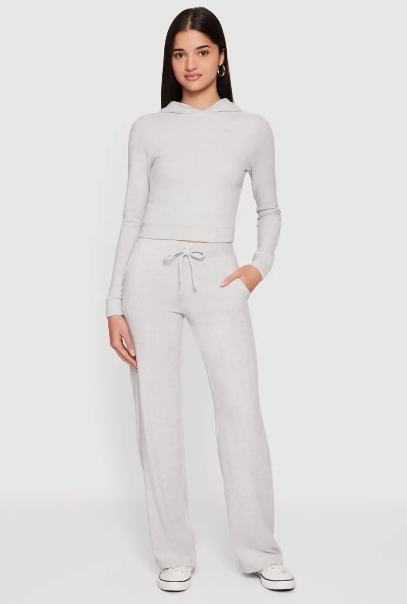 Brushed Knit Sweatpants With Adjustable Drawstring Waist 1