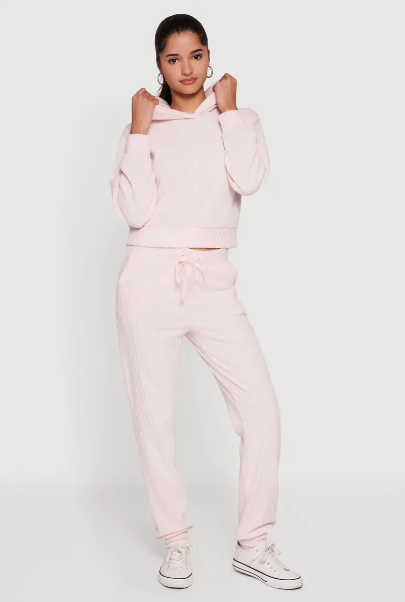 Brushed Rib-Knit Joggers With Adjustable Drawstring Waist 1