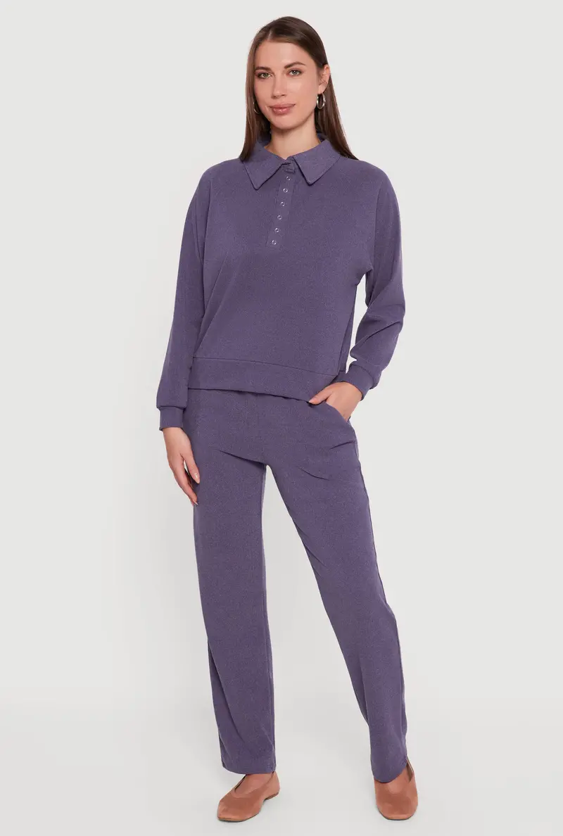 Brushed Ribbed Straight-Leg Sweatpants With Drawstring Waist 1