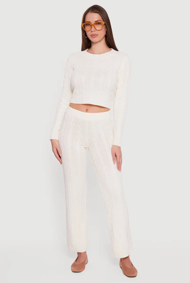 Cable Knit Straight-Leg Lounge Pants 1