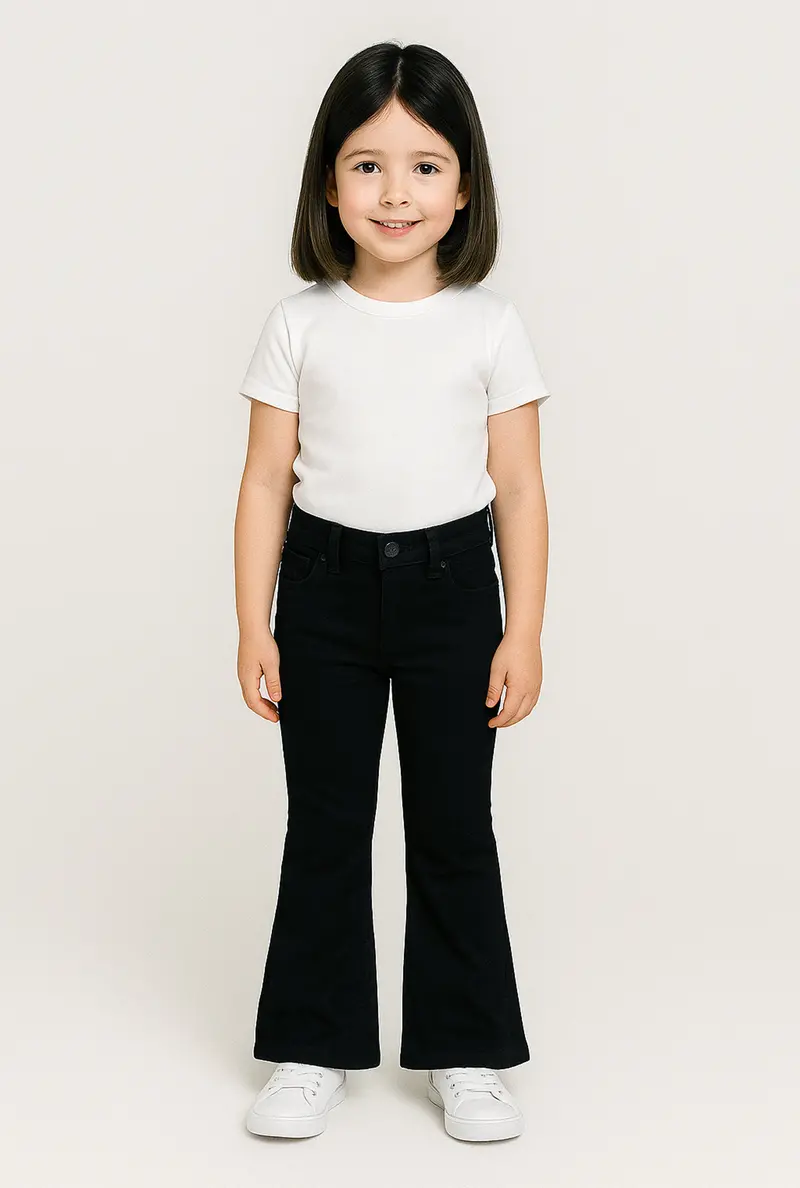 Casual Flare-Leg Hyperstretch Pants For Little Girls 1