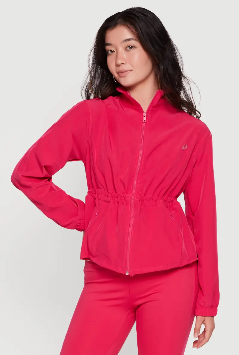 Cinched-Waist Sweatshirt – Modern Mock Neck And Zippered Front 1