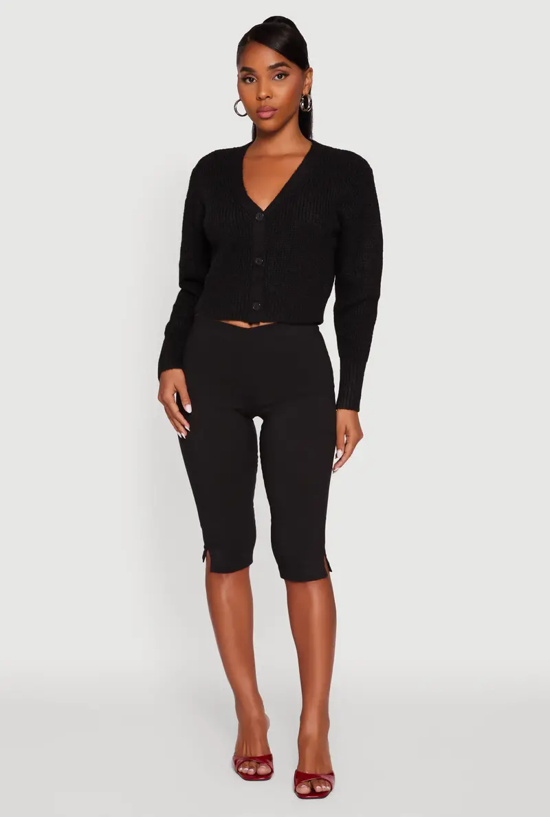 Classic-Fit Cropped Cardigan – Button-Front Lightweight Layer 1