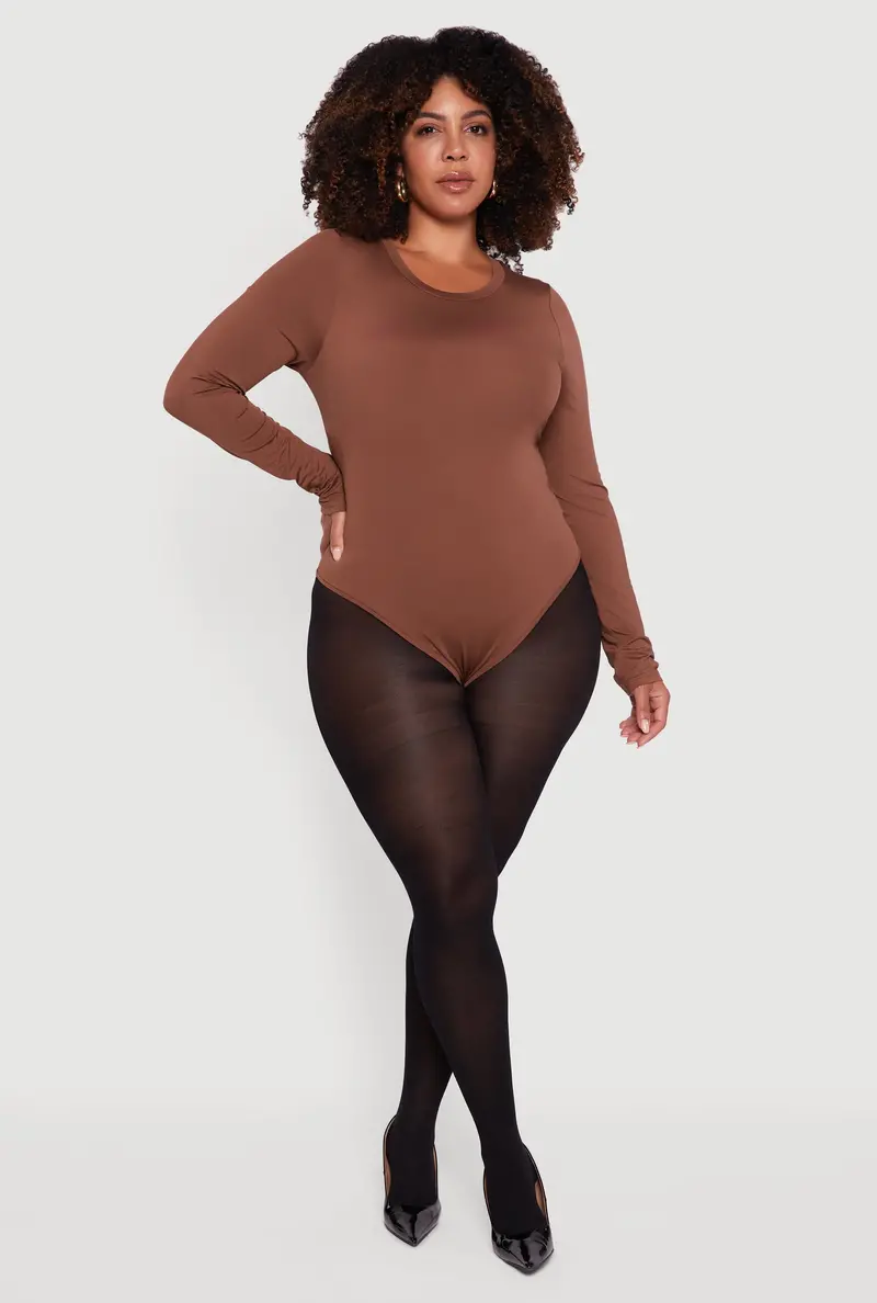 Classic Long-Sleeve Crew-Neck Bodysuit – Plus Size 1