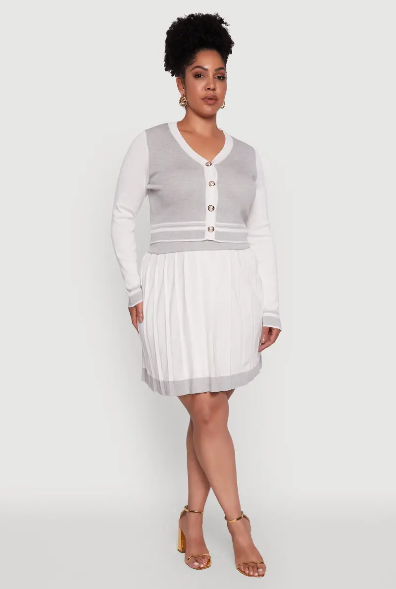 Color-Blocked Pleated Midi Skirt – Plus Size Cut 1