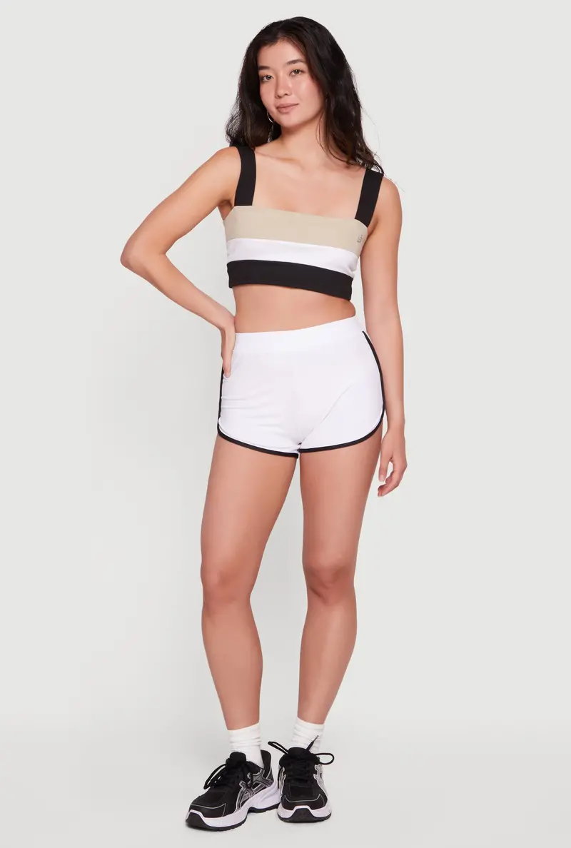 Contrast-Trim Dolphin Hem Sport Shorts 1