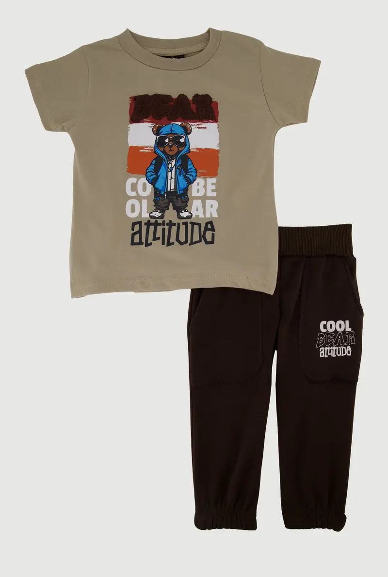 Cool Bear Attitude T-Shirt And Relaxed Sweatpants, 12–24 Months 1