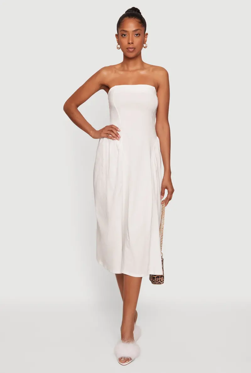 Corset-Style Strapless Midi Dress 1