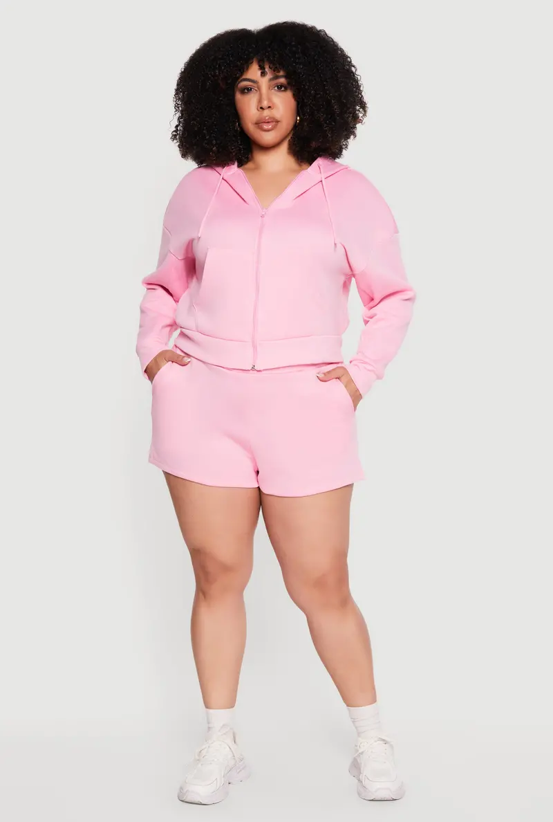 Cozy Plus Size Fleece Sweatshorts With Deep Pockets 1
