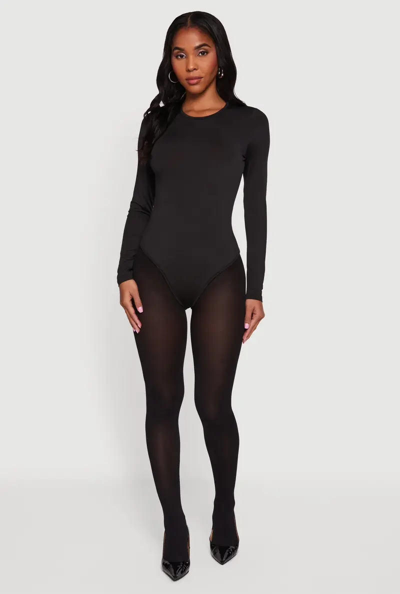 Crew Neck Long Sleeve Bodysuit 1
