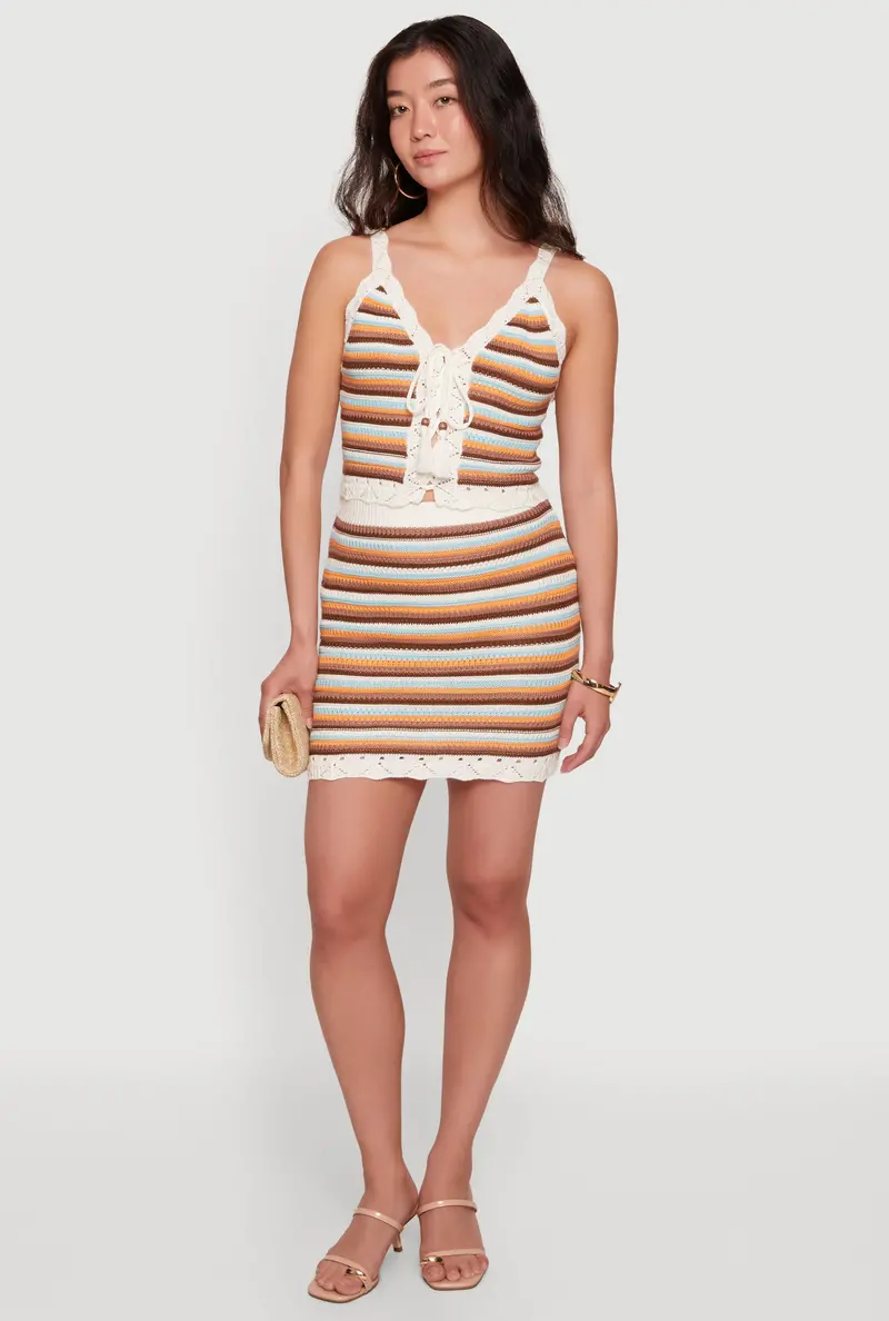 Crochet Striped Mini Skirt – Almost Famous 1