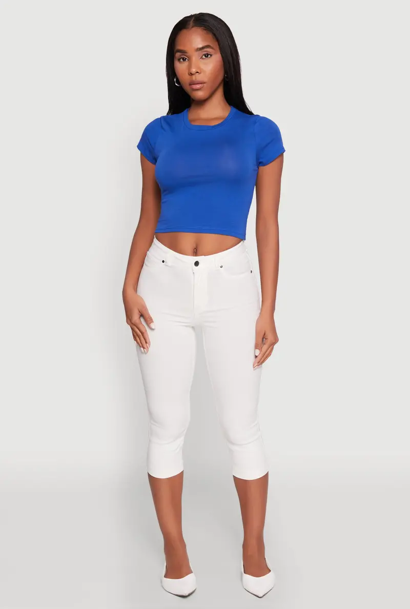 Cropped Crew Neck Short Sleeve Tee 1