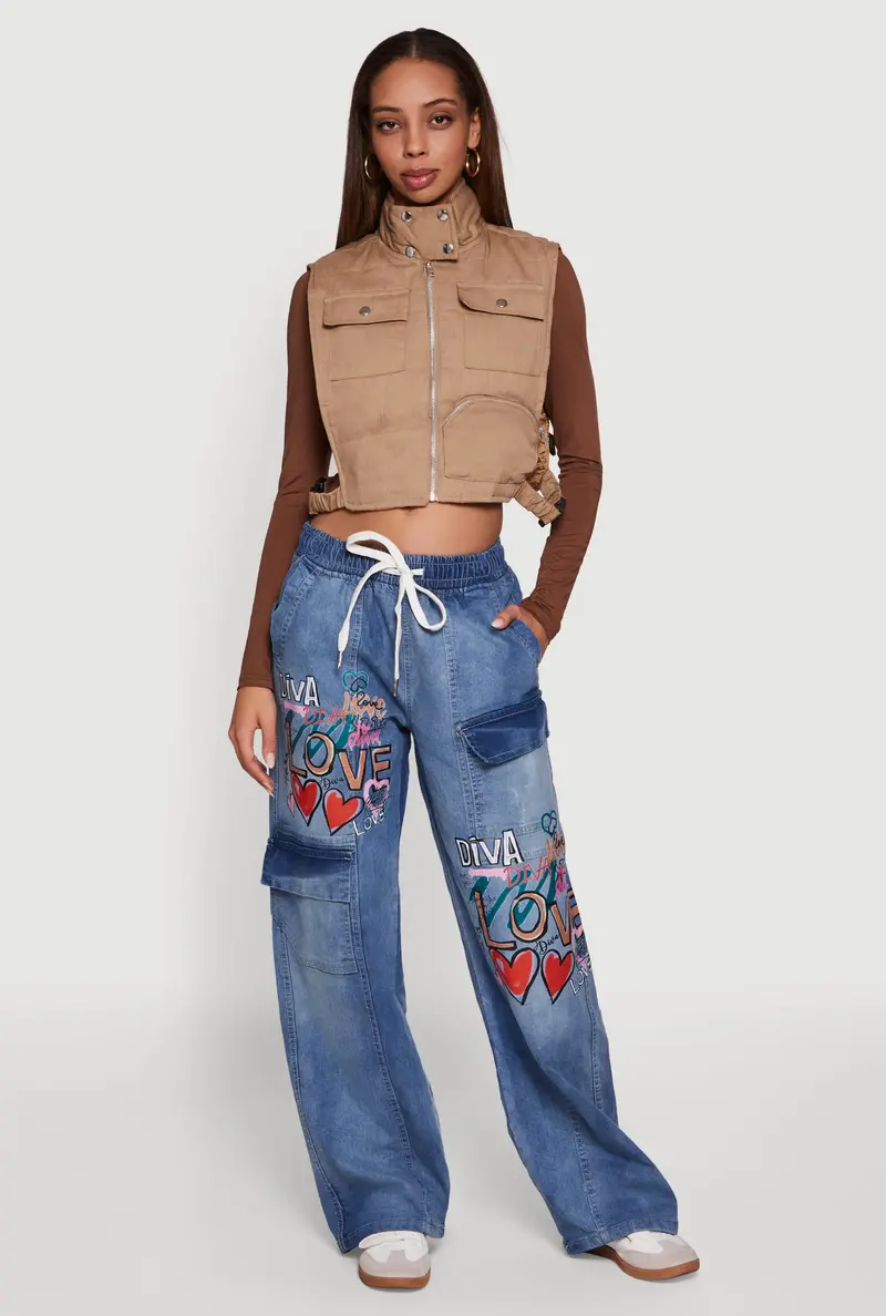 Cropped Mock Neck Vest With Side Buckle Detail 1