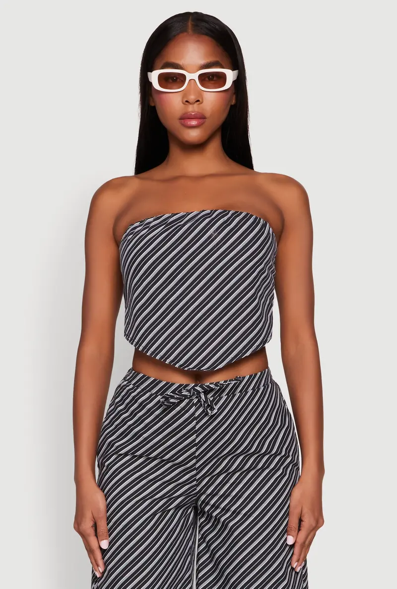 Cropped Pinstripe Tube Top – Minimalist Silhouette 1