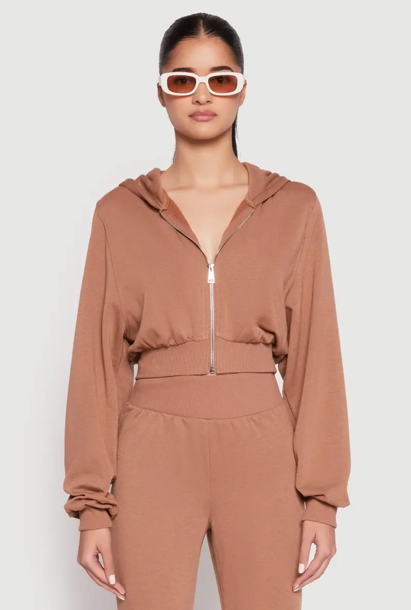 Cropped Zip-Front Hoodie With Sporty Silhouette 1