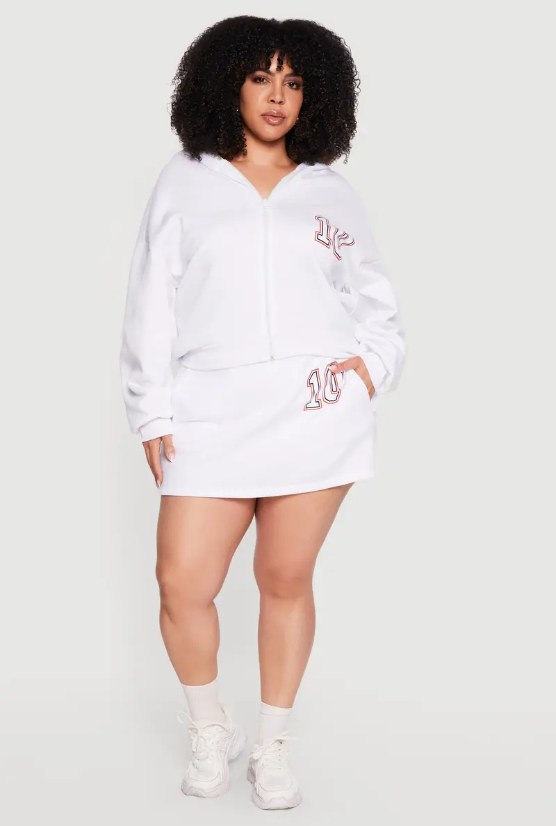 Curvy-Approved Fleece Skirt With '10' Print And Built-In Shorts 1