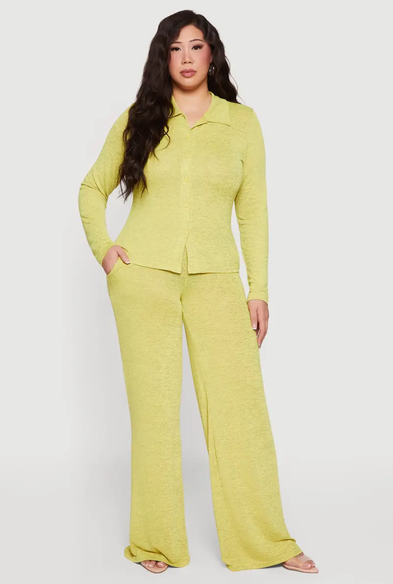 Curvy High-Waisted Wide-Leg Trousers 1