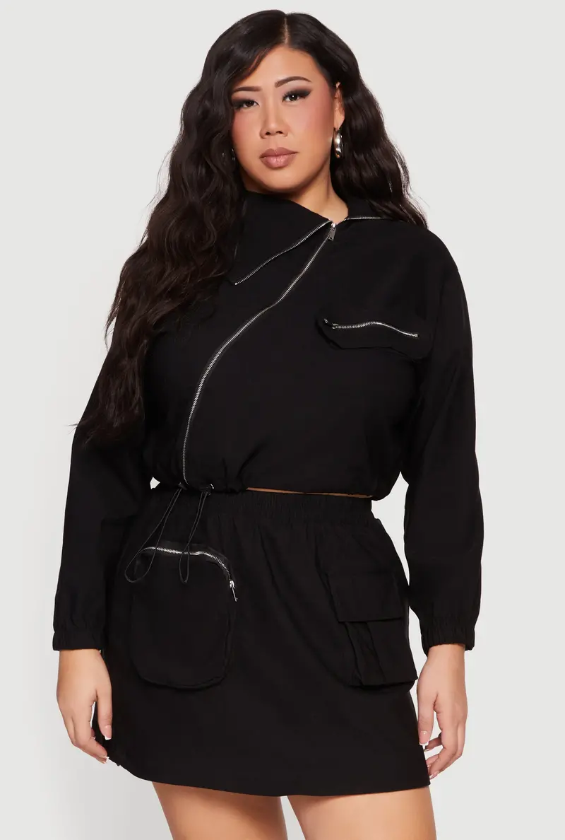 Curvy Hunter Camo Zip-Up Jacket With Drawstring Hem 1