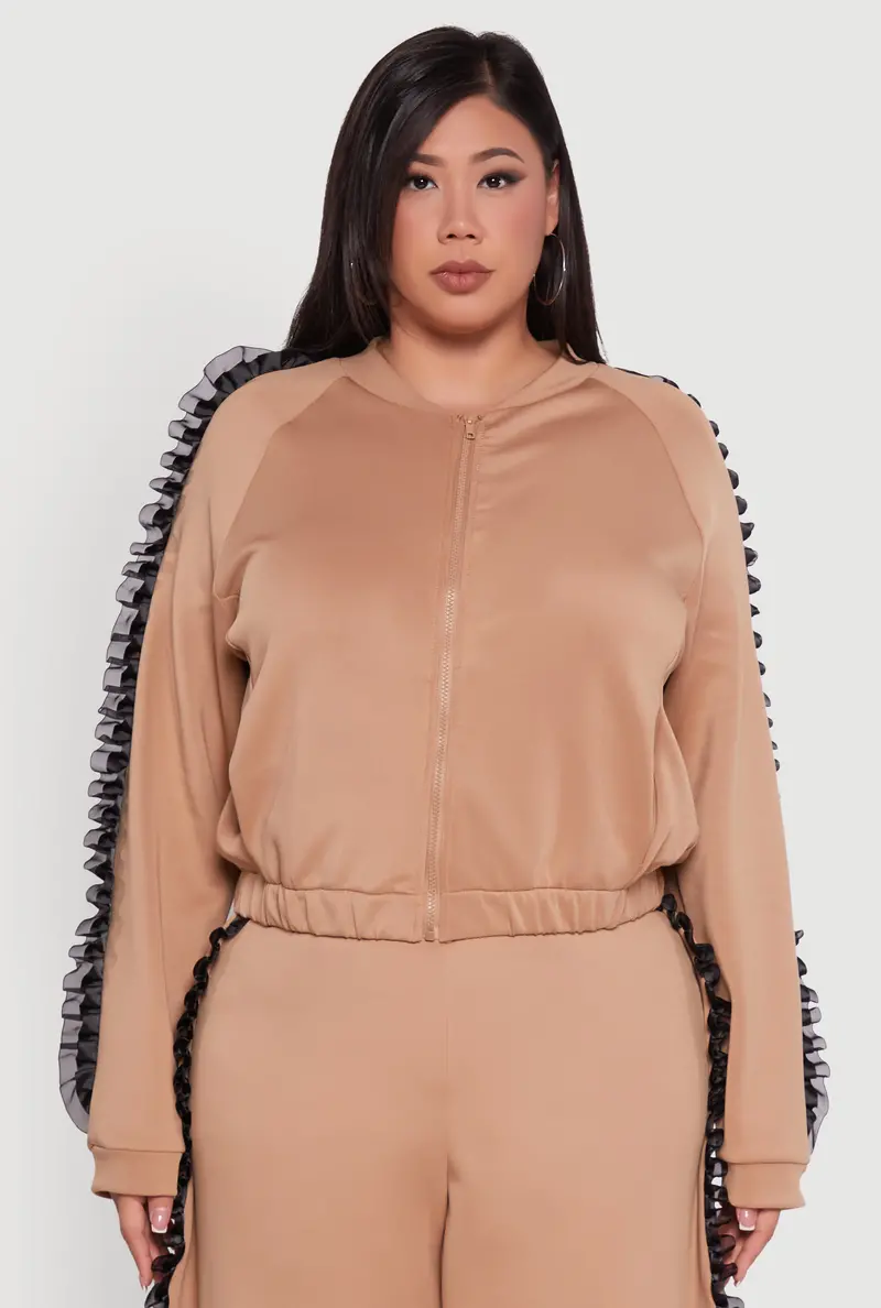 Curvy Organza Track Jacket With Ruffle Trim 1