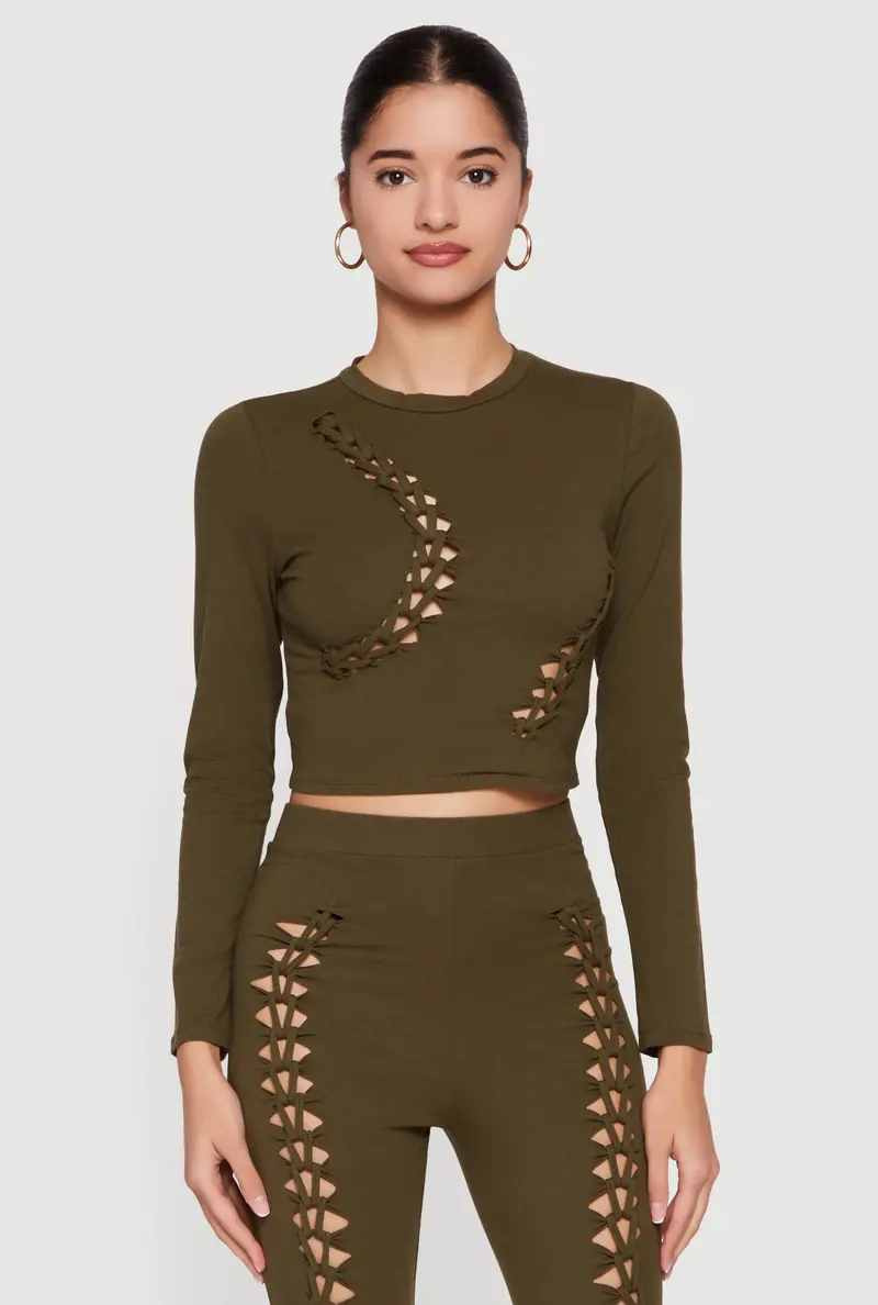 Cutout Detail Long Sleeve Cropped Top 1