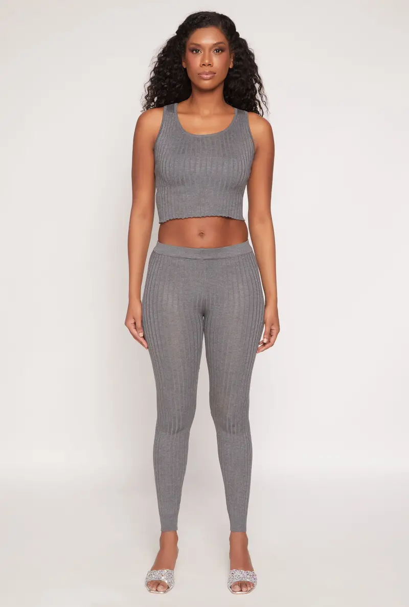 Daisy High-Waisted Ribbed Knit Leggings 1