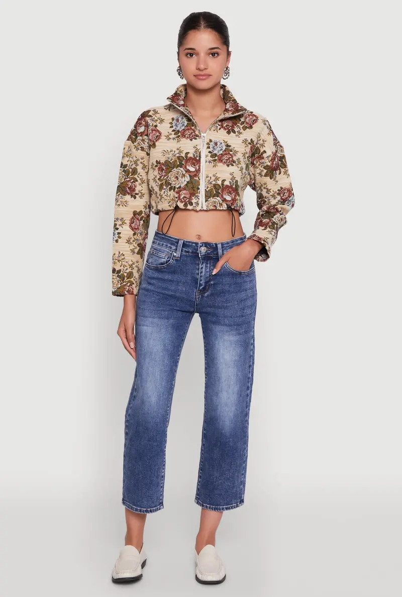 Daisy-Jacquard Cropped Blazer-Style Jacket 1
