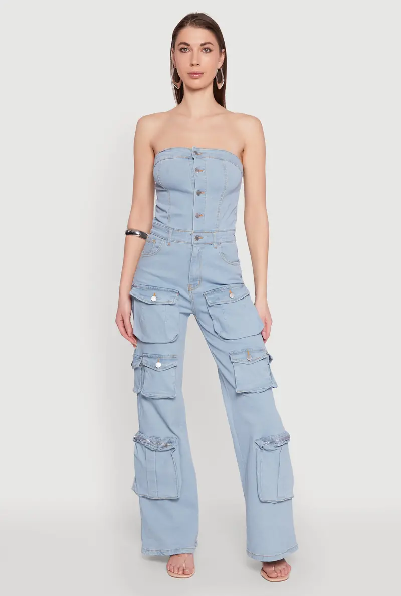Daisy-Print Wide-Leg Cargo Jumpsuit 1