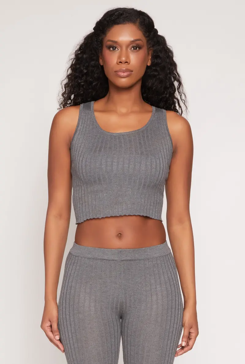 Daisy Ribbed Knit Cropped Tank 1
