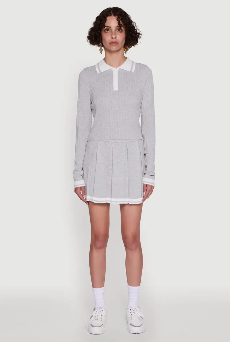 Daisy Varsity-Stripe Pleated Skirt With High Waist 1