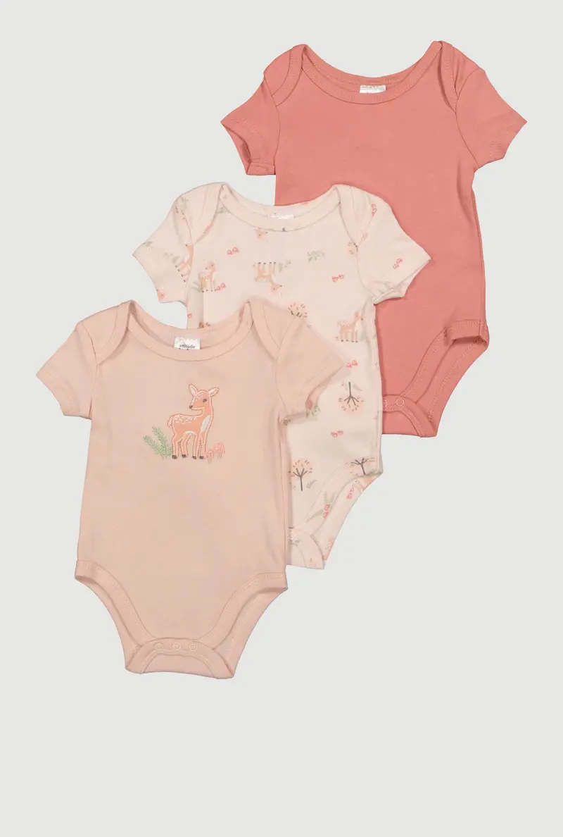 Deer-Print Bodysuits For Baby Girls (0–9 Months) 1